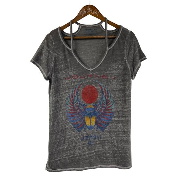 Journey Burnout Cold Shoulder T Lucky Brand Medium Band Tee - Picture 1 of 7